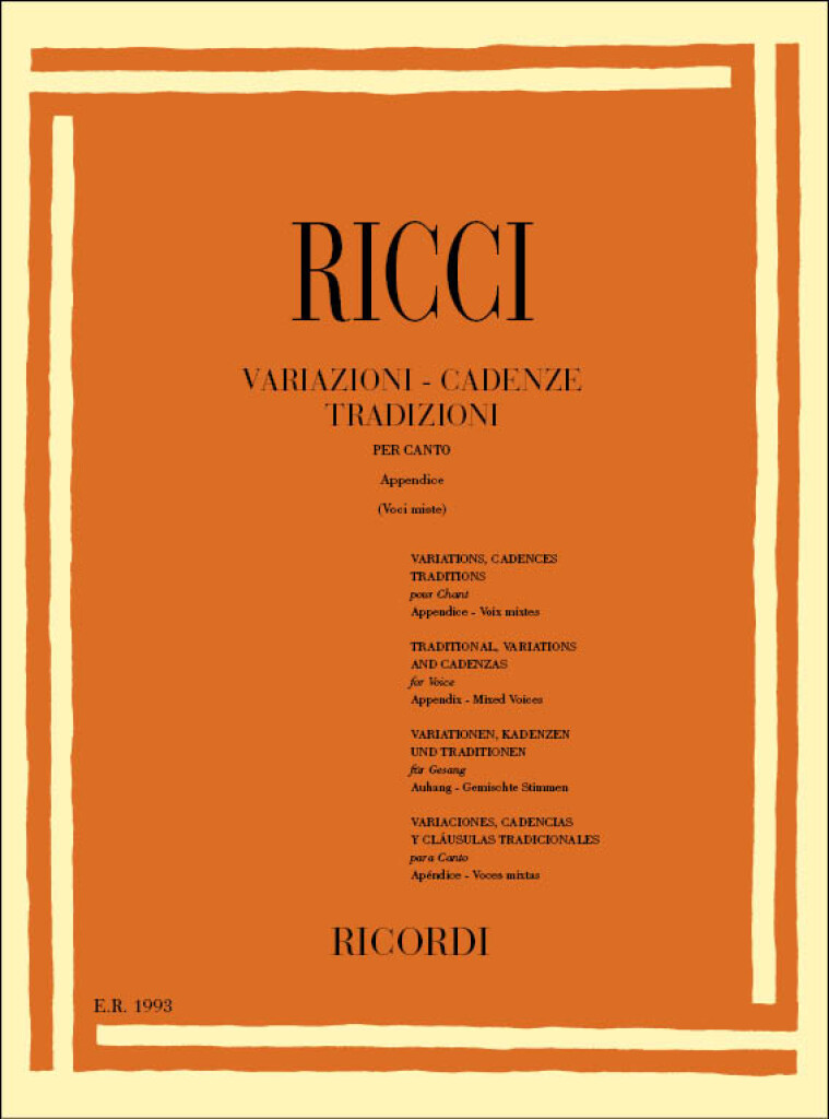 Variazioni - Cadenze Tradizioni Per Canto - App. 1